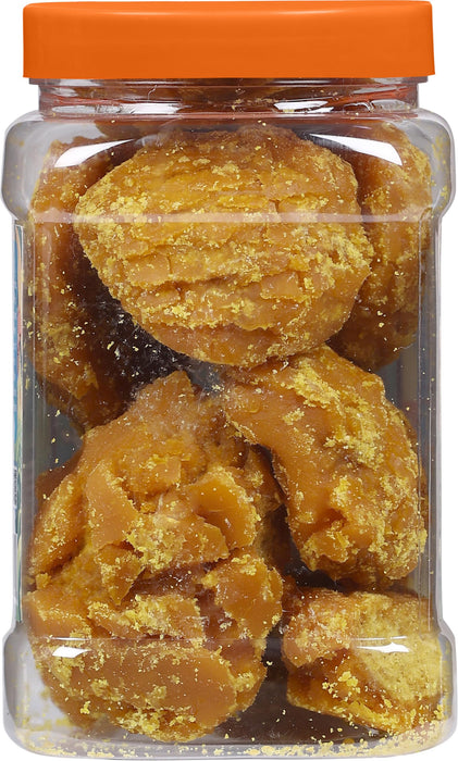 Rani Haldi Gur (Turmeric with Indian Jaggery) Indian Unrefined Raw Cane Sugar 17.5oz (1.1lbs) 500g PET Jar ~ Gluten Friendly | Vegan | NON-GMO | Kosher | No Salt or fillers | Indian Product