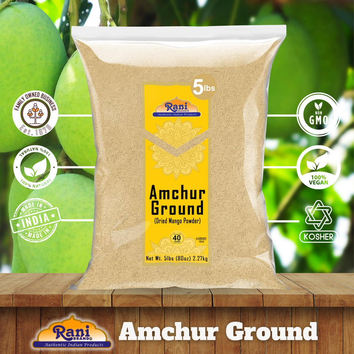 Rani Amchur (Mango) Ground Powder Spice 80oz (5lbs) 2.27kg Bulk ~ All Natural | Gluten Friendly | Vegan | NON-GMO | Kosher | No Salt or Fillers | Indian Origin