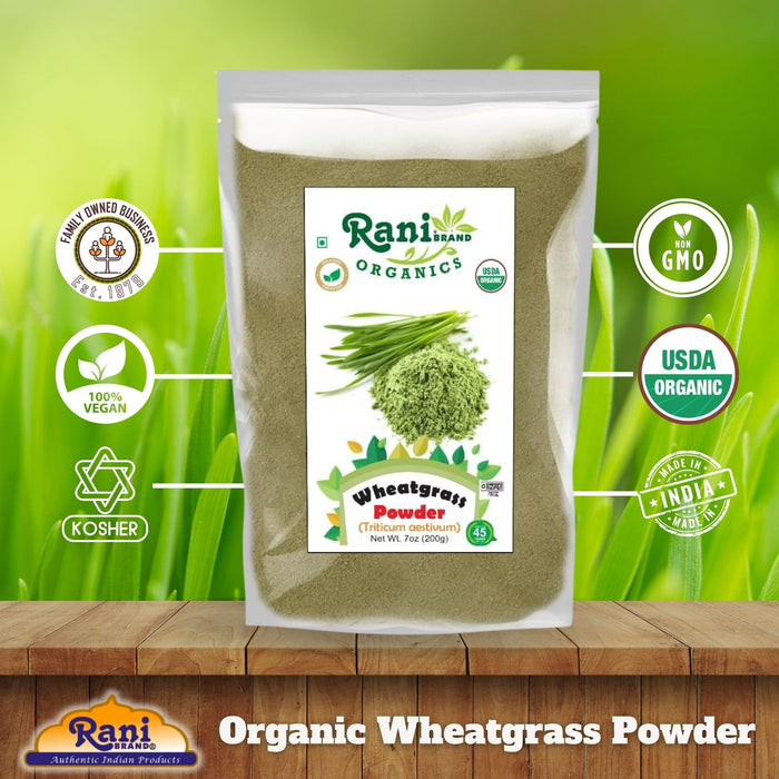 Rani Organic Wheatgrass Powder (Triticum Aestivum) 7oz (200g) ~ All Natural | No Color | Gluten Friendly | Vegan | Non-GMO | Kosher | No Salt or fillers | Indian Origin | USDA Organic Certified