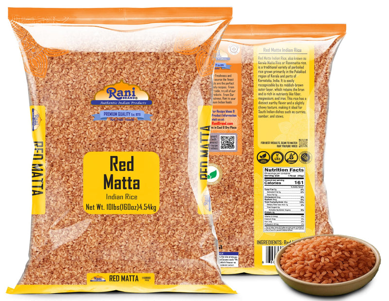 Rani Red Matta Indian Rice 160oz (10lbs) 4.54kg Cloth Bag ~ All Natural | Gluten Friendly | Vegan | Kosher | Export Quality | Indian Origin