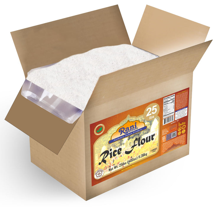 Rani Rice (White) Flour 400oz (25lbs) 11.36kg Bulk Box ~ All Natural | Gluten Friendly | Vegan | NON-GMO | Kosher | Indian Origin