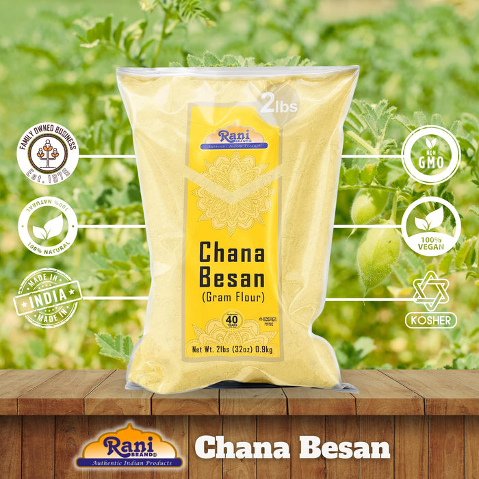 Rani Chana Besan (Chickpeas Flour, Gram) 32oz (2lbs) 908g ~ All Natural | Vegan | Gluten Friendly | NON-GMO | Kosher | Indian Origin