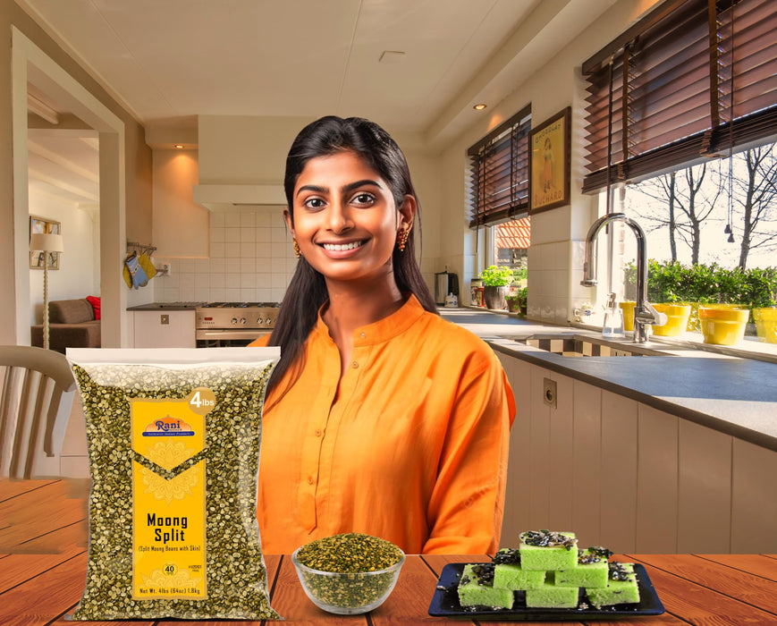 Rani Moong Split (Split Mung Beans with Skin) Lentils Indian 64oz (4lbs) 1.81kg Bulk ~ All Natural | Gluten Friendly | Non-GMO | Kosher | Vegan | Indian Origin