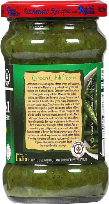 Rani Green Chilli Cooking Paste 10.58oz (300g) Glass Jar ~ Vegan | Gluten Free | NON-GMO | No Colors | Indian Origin