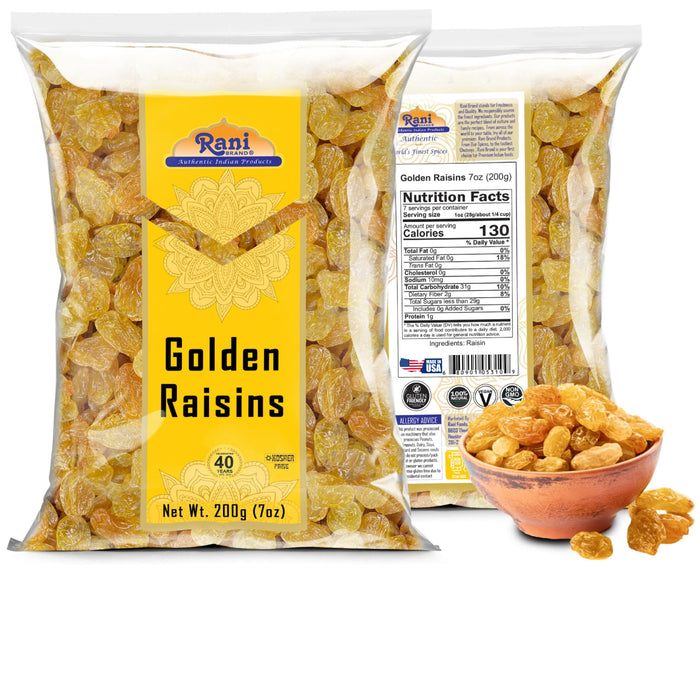 Rani Golden Raisins 7oz (200g) ~ All Natural | Gluten Friendly | NON-GMO | Kosher | Vegan | Product of USA