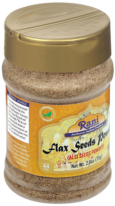 Rani Flax Seeds Powder (Alsi, Linum usitatissimum) 2.6oz (75g) PET Jar | All Natural ~ Gluten Free Ingredients | Non-GMO | Kosher | Vegan | Indian Origin