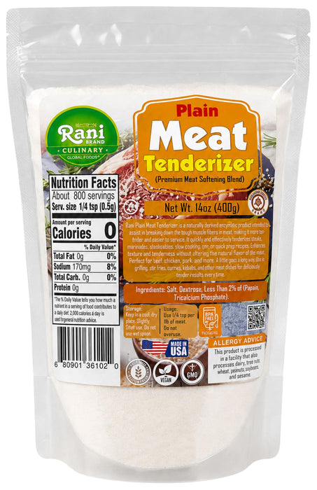 Rani Plain Meat Tenderizer (Premium Meat Softening Blend) 14oz (400g) ~ Gluten Free | NON-GMO | Kosher | Vegan | Product of USA
