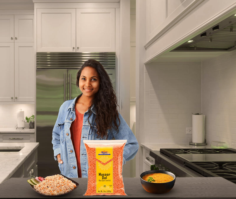Rani Masoor Dal (Indian Red Lentils) Split Gram 14oz (400g) ~ All Natural | Gluten Friendly | NON-GMO | Kosher | Vegan | Indian Origin