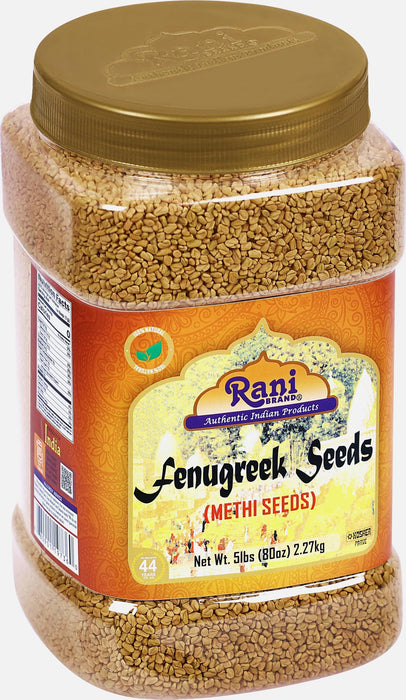 Rani Fenugreek (Methi) Seeds Whole 80oz (5lbs) 2.27kg Bulk PET Jar, Trigonella foenum graecum ~ All Natural | Vegan | Gluten Friendly | Non-GMO | Kosher | Indian Origin, Used in Cooking & Ayurvedic