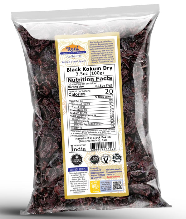 Rani Black Kokum (Dry) Garcinia Indica 3.5oz (100g) ~ All Natural | Gluten Friendly | Vegan | NON-GMO | Kosher | No Salt or fillers | Indian Origin
