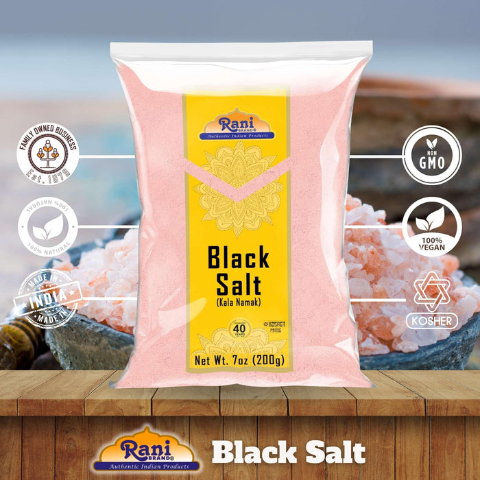 Rani Black Salt (Kala Namak) Powder, Vegan 200g Unrefined, Pure and Natural | Gluten Friendly | NON-GMO | Kosher | Indian Origin | Natural Egg Taste