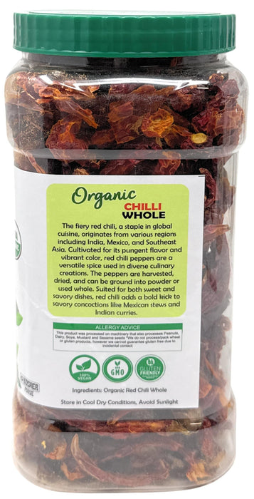 Rani Organic Chilli Whole (Lal Mirch Sabut) 7oz (200g) PET Jar ~ All Natural | Vegan | No Colors | Gluten Friendly | NON-GMO | Kosher | USDA Organic Certified