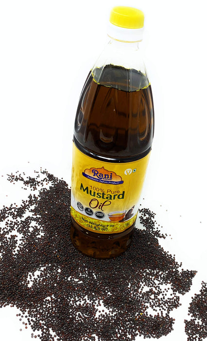 Rani Mustard Oil (Kachi Ghani) 33.8 Ounce (1 Liter) NON-GMO | Gluten Free | Vegan | 100% Natural