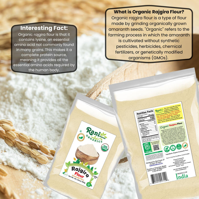 Rani Organic Rajgara Flour (Amaranth Flour) 32oz (2lbs) 908g Bulk ~ All Natural | Vegan | Gluten Friendly | NON-GMO | Kosher | Indian Origin | USDA Organic Certified