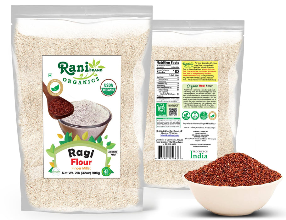 Rani Organic Ragi (Red Millet) Flour 32oz (2lbs) 908g ~ All Natural | Vegan | Gluten Friendly | NON-GMO | Kosher | Indian Origin | USDA Certified Organic