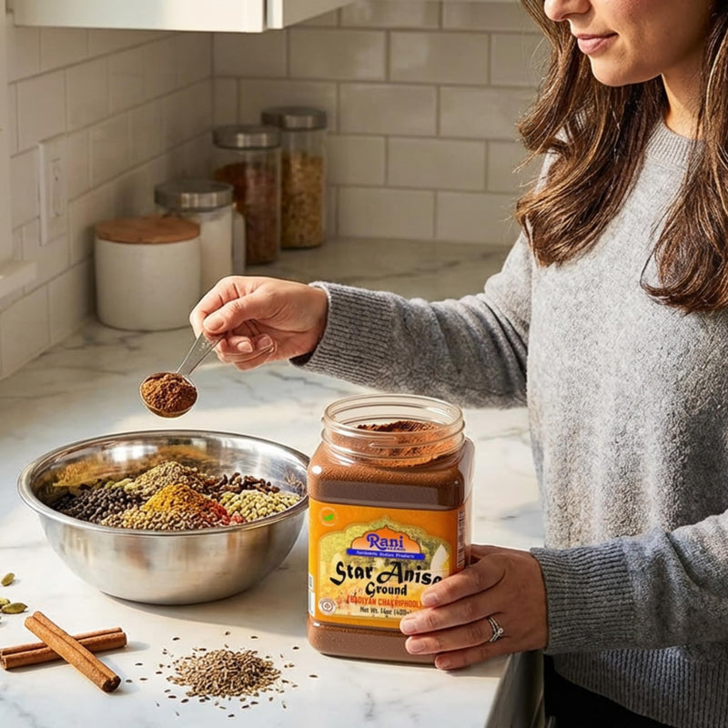 Rani Star Anise Powder (Badian Khatai) Ground Spice 14oz (400g) PET Jar ~ All Natural | Gluten Friendly | NON-GMO | Kosher | Vegan | Indian Origin