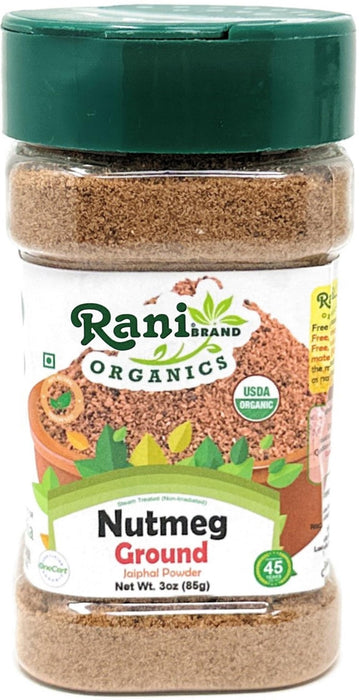 Rani Organic Nutmeg (Jaiphul) Ground Powder Spice 3oz (85g) PET Jar ~ All Natural | Vegan | Gluten Friendly | NON-GMO | Kosher | Indian Origin | USDA Certified Organic