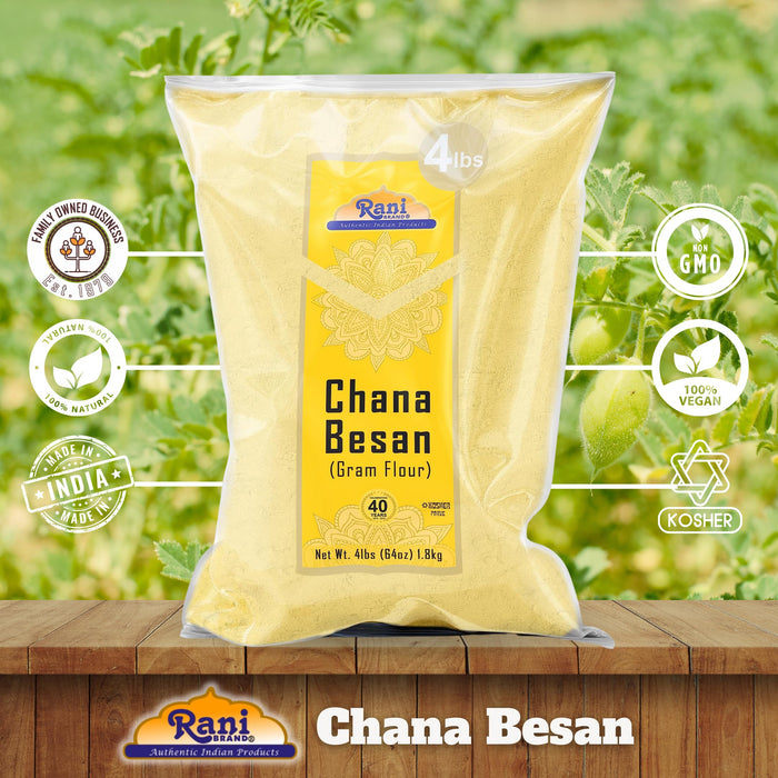 Rani Chana Besan - Chickpeas Flour, Gram, 64oz (4lbs) 1.81kg ~ All Natural | Vegan | Gluten Friendly | Kosher | NON-GMO