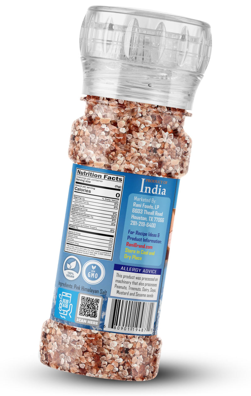 Rani Himalayan Pink Salt Granules (84 Essential Trace Minerals) 4oz (115g) Grinder Bottle~ All Natural | Vegan | Gluten Friendly | NON-GMO | Kosher