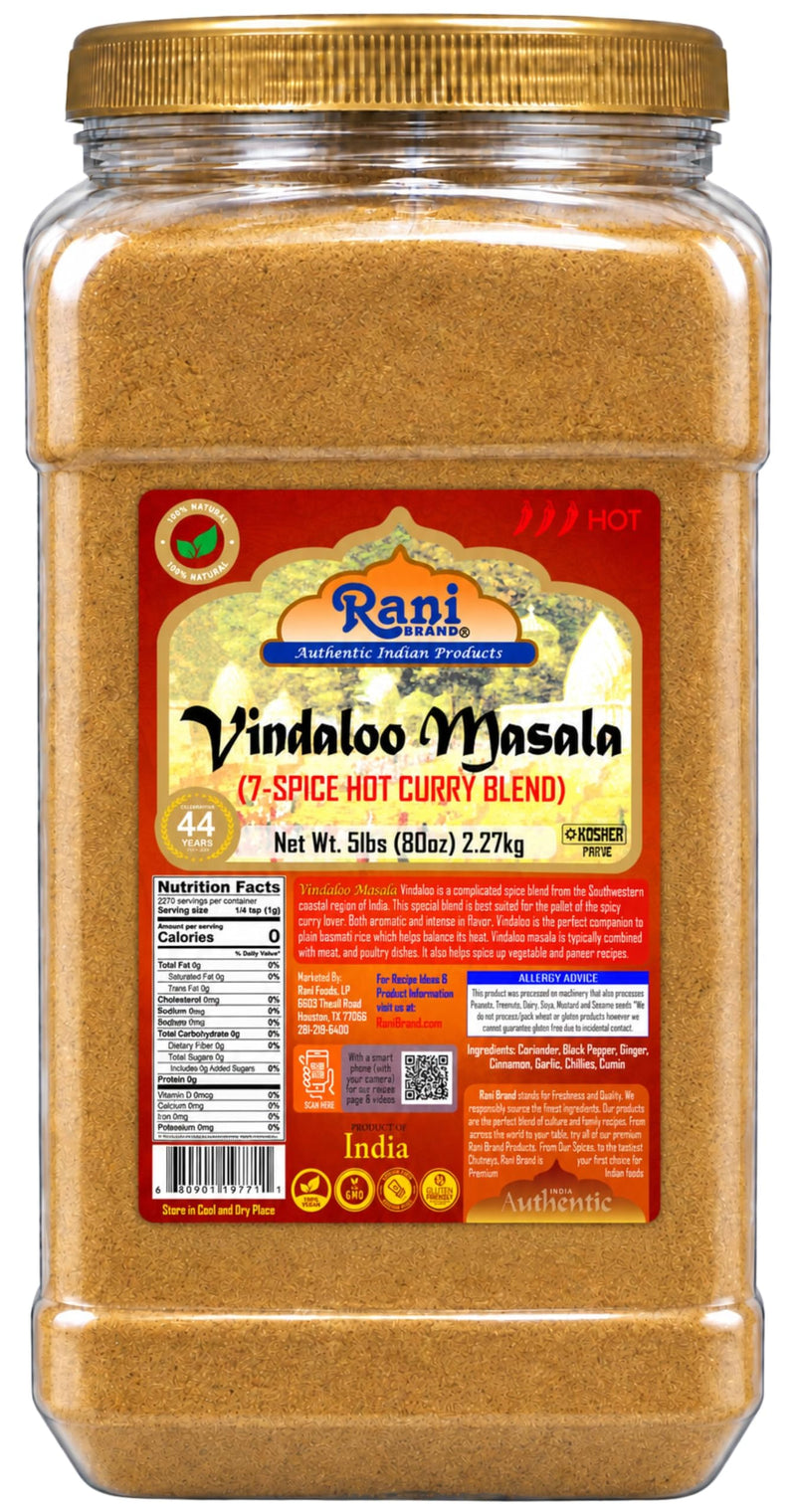 Rani Vindaloo Curry Masala Natural Indian Spice Blend 80oz (5lbs) 2.27kg Bulk PET Jar ~ Salt Free | Vegan | Gluten Friendly| NON-GMO | No colors | Indian Origin