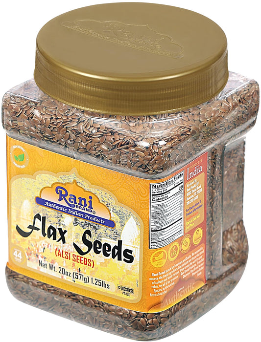Rani Flax Seeds Whole Raw (Alsi, Linum usitatissimum) 20oz (567g) PET Jar | All Natural ~ Gluten Friendly | NON-GMO | Vegan | Kosher | Indian Origin