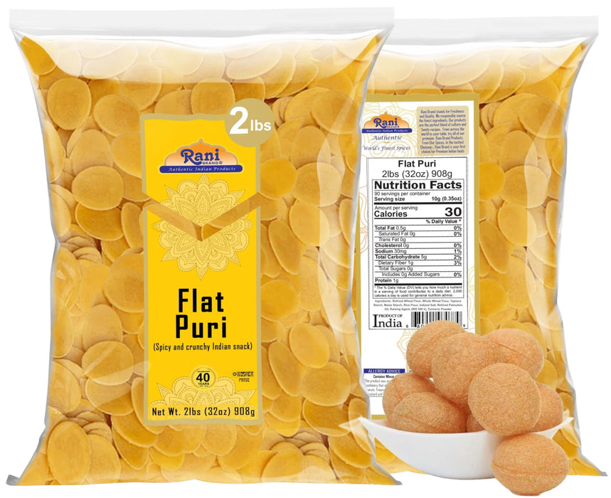 Rani Pani Puri Coins 32oz (2lbs) 907g, Bulk Pack 330-335 Coins ~ Uncooked, Microwaveable wheat and Semolina Coins ~ All Natural | Vegan | NON-GMO | Kosher