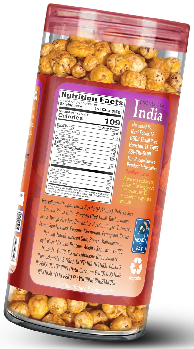 Roasted Makhana, Peri Peri Flavor - 2.6oz (75g) - Rani Brand Authentic Indian Products