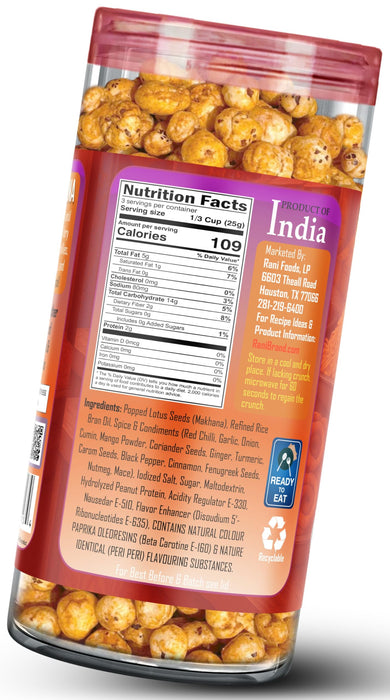 Rani Roasted Makhana (Fox Nut/Popped Lotus Seed) Peri Peri Flavor 2.6oz (75g) Ready to eat, Hand Picked Foxnuts ~ High in Protein | Vegan | Gluten Friendly | NON-GMO | Kosher | Indian Origin