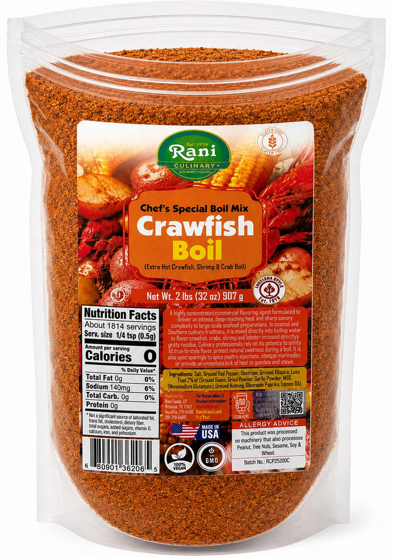 Rani Crawfish Boil (Extra Hot Crawfish, Shrimp & Crab Boil) 32oz (2lbs) 908g ~ Gluten Free | NON-GMO | Kosher | Vegan | Product of USA