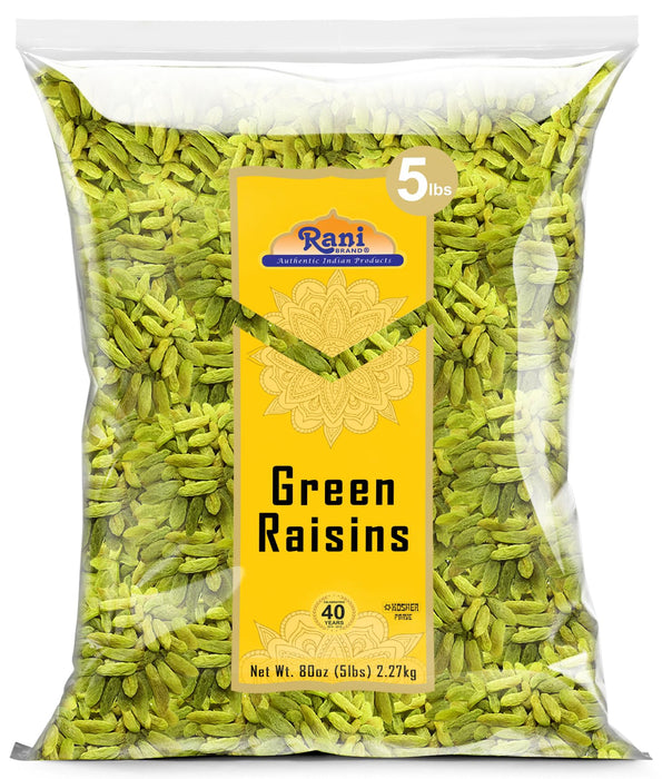 Rani Green Raisins 80oz (5lbs) 2.27kg Bulk ~ All Natural | Gluten Friendly | Non-GMO | Kosher | Vegan | Product of USA