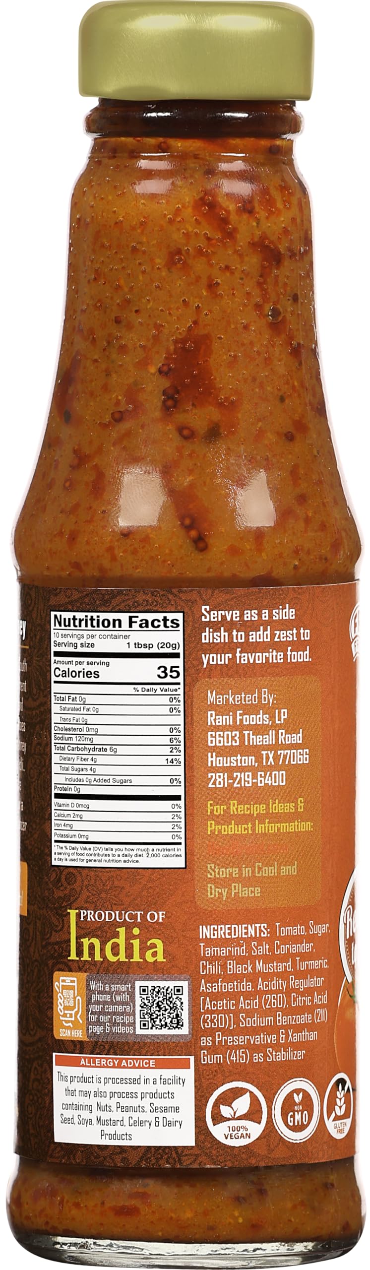 Rani Madras Tomato Chutney 7oz (200g) Glass Jar, Ready to eat, Vegan ~ Gluten Free | NON-GMO | Kosher | No Colors | Indian Origin