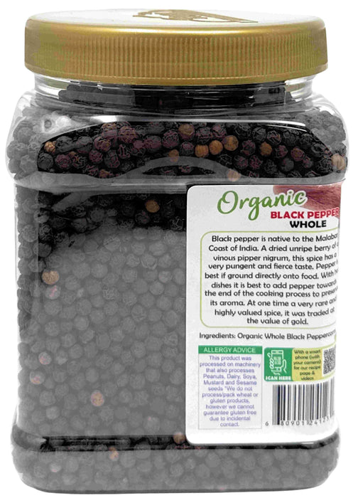 Rani Organic Black Pepper Whole (Peppercorns), Premium MG-1 Grade 16oz (1lb) 454g PET Jar ~ All Natural | Gluten Friendly | Non-GMO | USDA Certified Organic | Kosher | Product of Vietnam