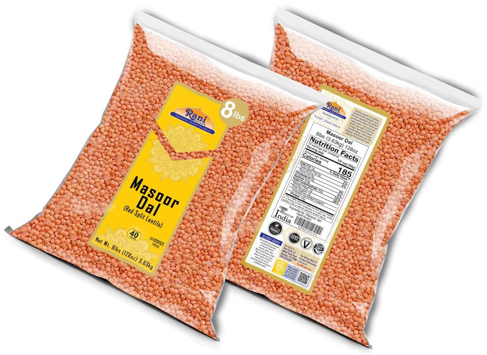 Rani Masoor Dal (Indian Red Lentils) Split Gram, 128oz (8lbs) 3.63kg x Pack of 5 (Total 40lbs) Bulk ~ All Natural | Gluten Friendly | NON-GMO | Kosher | Vegan | Indian Origin