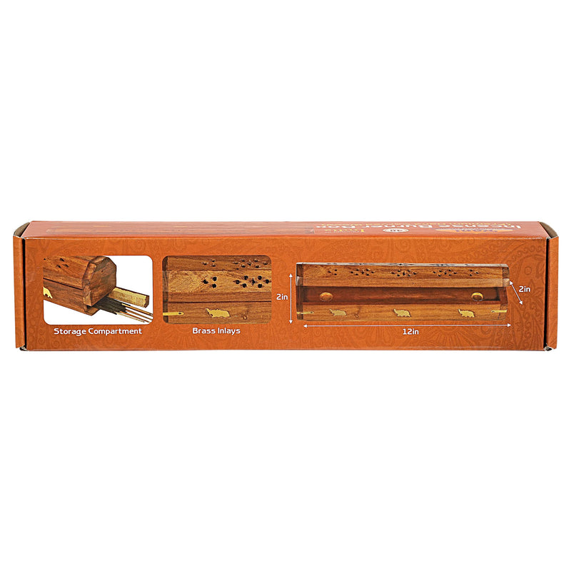 Rani Incense Burner Box (Premium Hand Carved Wood) Incense Stick Holder | Ash Catcher | Ideal for Meditation and Home Décor | Ritual Purpose | Makes a Great Gift!