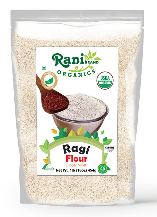 Rani Organic Ragi (Finger Millet) Flour 16oz (1lb) 454g ~ All Natural | Vegan | Gluten Friendly | NON-GMO | Indian Origin | USDA Certified Organic
