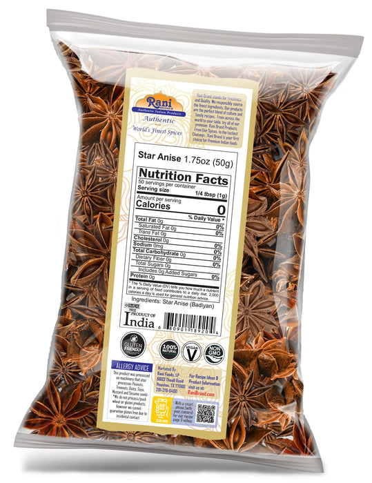 Rani Star Anise Seeds, Whole Pods (Badian Khatai) Spice 3.5oz (100g) ~ All Natural | Gluten Friendly | NON-GMO | Kosher | Vegan | Indian Origin