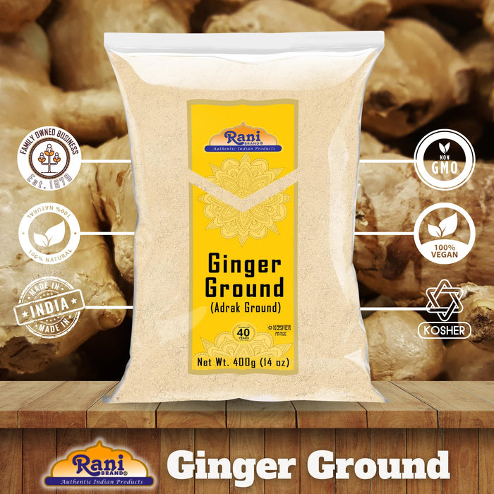 Rani Ginger (Adarak) Powder Ground, Spice 14oz (400g) ~ Natural | Vegan | Gluten Friendly | NON-GMO | Kosher | Indian Origin