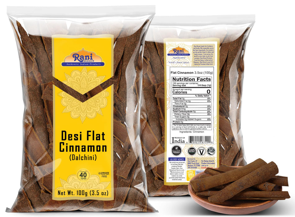 Rani Desi (Dalchini) Flat Cinnamon 3.5oz (100g) ~ All Natural | Vegan | Gluten Friendly | NON-GMO | Kosher | Indian Origin