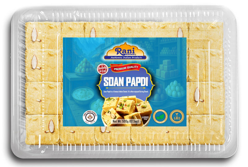 Rani Soan Papdi 17.5oz (500g) PET Jar, Traditional Indian Sweets, Ready to eat ~ All Natural | Non-GMO | Kosher | Indian Origin