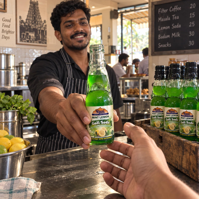 Rani Mint Lemon Goli Soda 6.7 fl oz (200 ml) Glass Bottle with Marble Seal, Pack of 2 ~ Vegan | Gluten Free | Non-GMO | Indian Origin