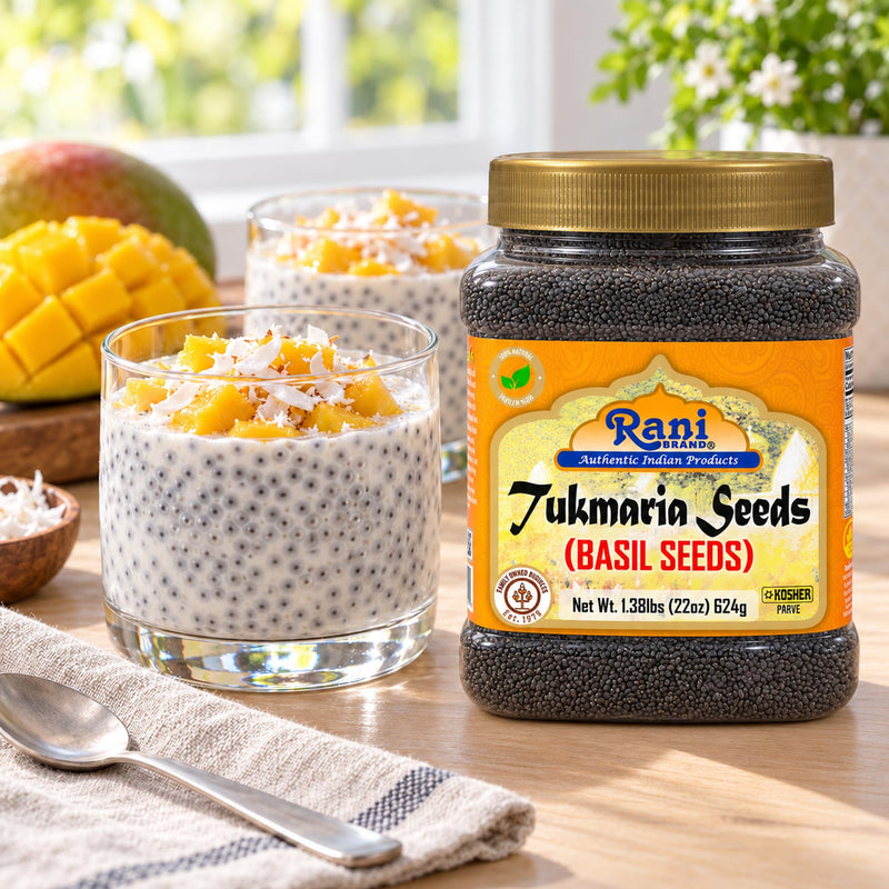 Rani Basil Seeds (Edible Tukmaria, Sabja) 22 oz Jar, 15 g Fiber per Serving