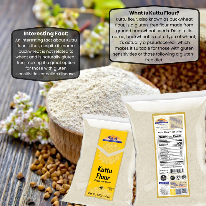 Rani Kuttu (Buckwheat) Flour 14oz (400g) ~ All Natural | Gluten Friendly | NON-GMO | Kosher | Vegan | Indian Origin