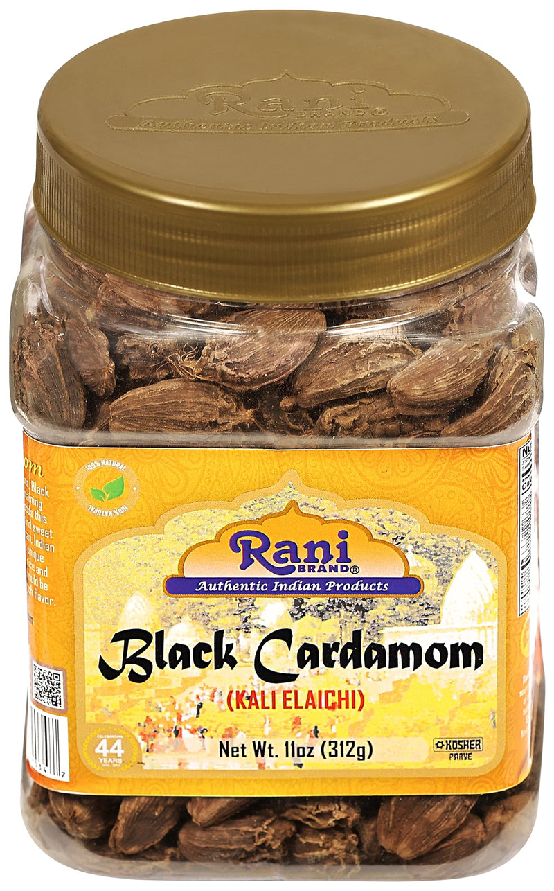 Rani Black Cardamom Pods (Kali Elachi) Whole Indian Spice 11oz (312g) PET Jar ~ Natural | Vegan | Gluten Friendly | NON-GMO | Kosher | Indian Origin
