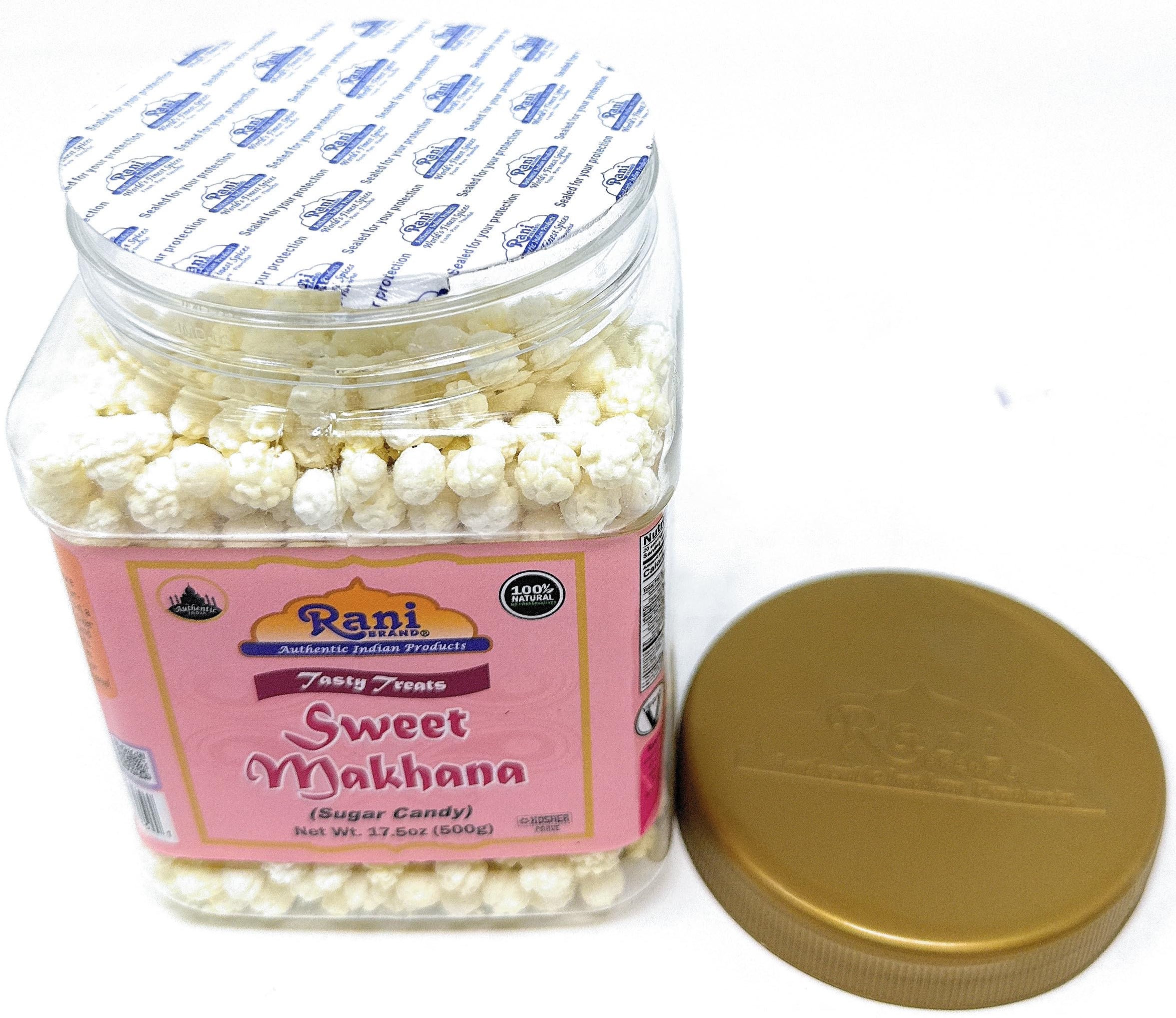 Raja Rani Swet Rani Sweet Makhana (Sugar Candy) 17.5oz (1.1lbs) 500g PET Jar ~ All Na ...