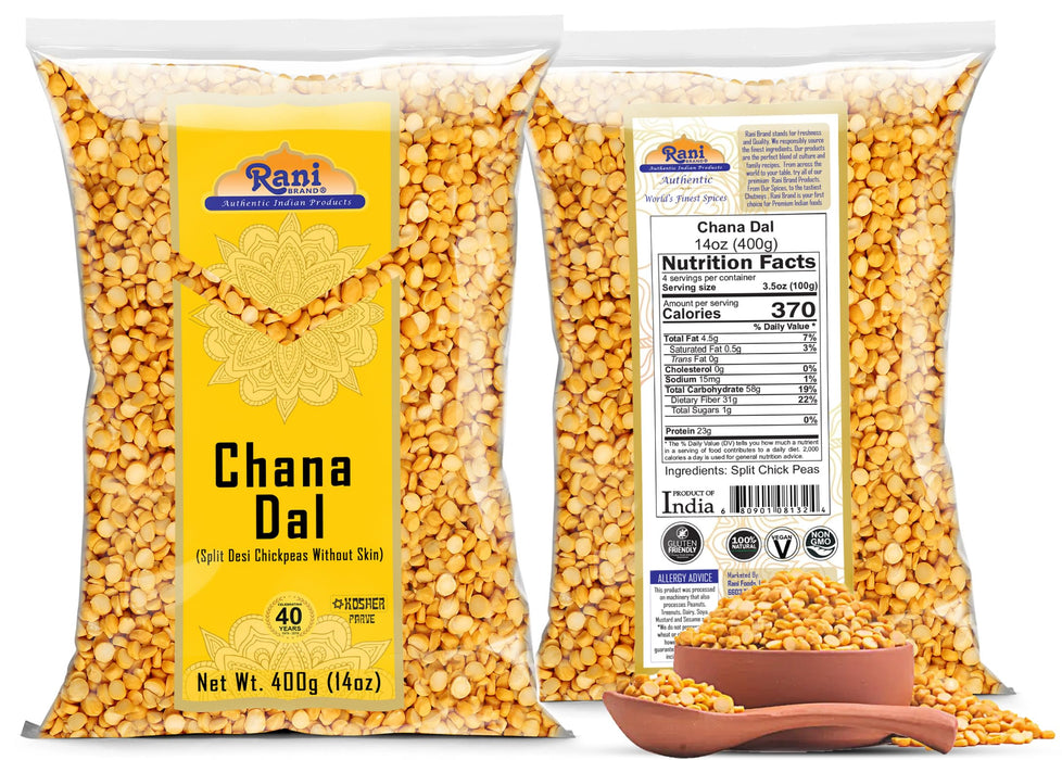 Rani Chana Dal (Split Desi Chickpeas without skin) 14oz (400g) ~ All Natural | Gluten Friendly | NON-GMO | Kosher | Vegan | Indian Origin