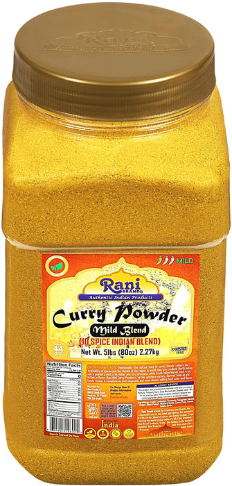 Rani Curry Powder Mild Natural 10-Spice Blend 5lbs (80oz) Bulk, PET Jar ~ Salt-Free | Vegan | Gluten Friendly | NON-GMO | Kosher | NO Chili or Peppers