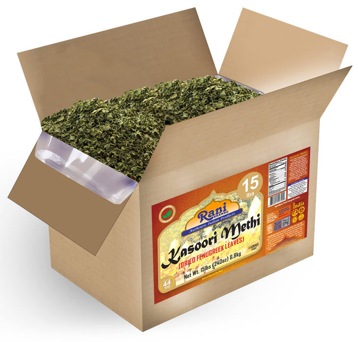 Rani Fenugreek Leaves Dried (Kasoori Methi) 160oz (10lbs) 4.54kg Bulk Box ~ All Natural | Vegan | Gluten Friendly | NON-GMO | Kosher | Indian Origin