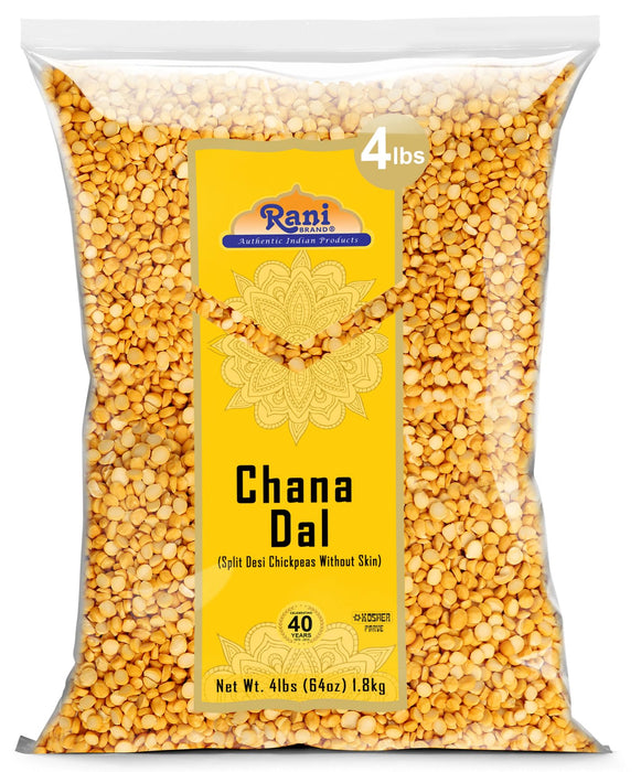 Rani Chana Dal (Split Desi Chickpeas without skin) 64oz (4lbs) 1.81kg ~ All Natural | Gluten Friendly | NON-GMO | Kosher | Vegan | Indian Origin