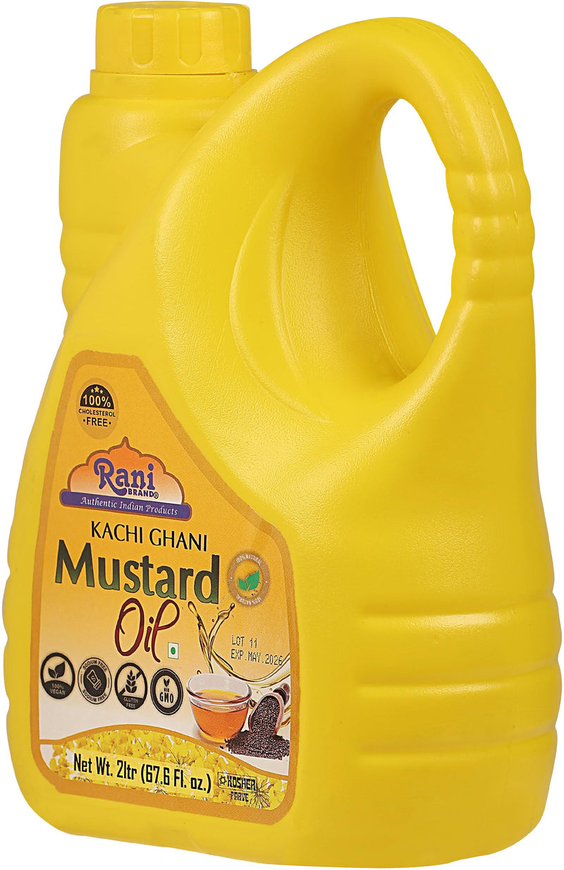 Rani Mustard Oil (Kachi Ghani) 67.6 Ounce (2 Liter) Pack of 2, NON-GMO | Gluten Free | Kosher | Vegan | 100% Natural