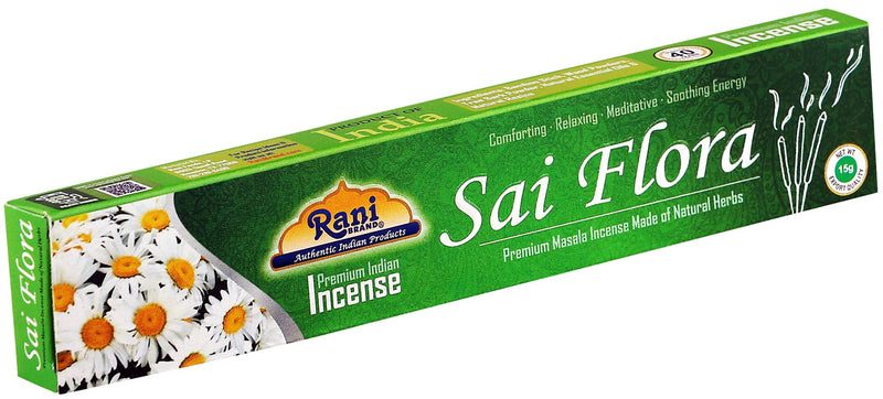 Rani Sai Flora Incense (Premium Masala Incense Made of Natural Herbs) 15g x 10 Packets ~ Total of 100 Incense sticks | For Puja Purposes | Indian Origin